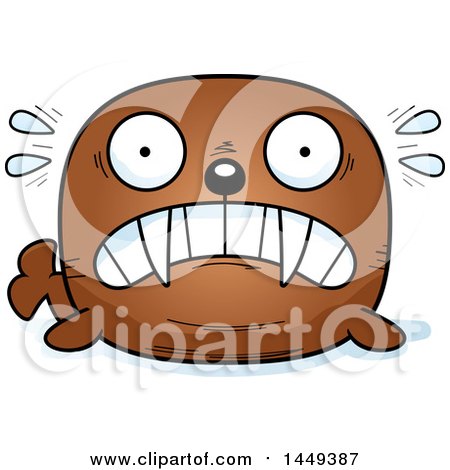 Clipart Graphic of a Cartoon Scared Walrus Character Mascot - Royalty Free Vector Illustration by Cory Thoman