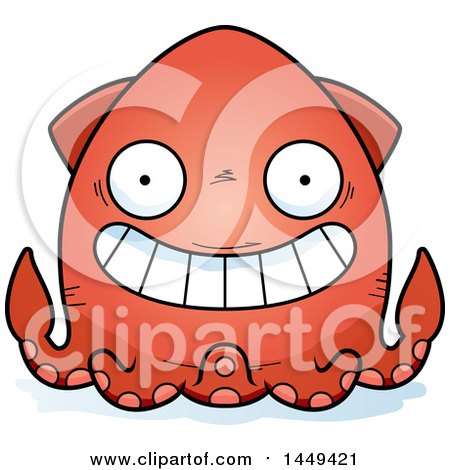 Clipart Graphic of a Cartoon Grinning Squid Character Mascot - Royalty Free Vector Illustration by Cory Thoman