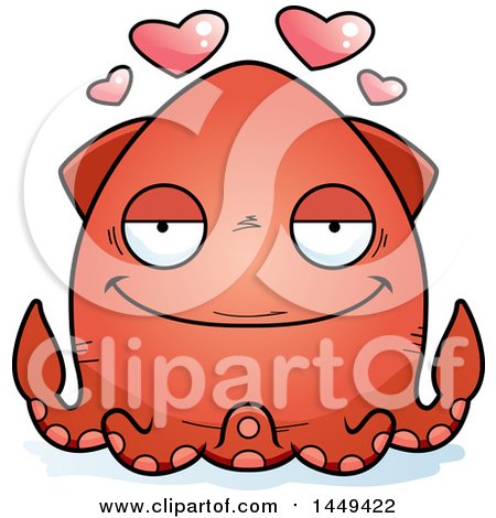 Clipart Graphic of a Cartoon Loving Squid Character Mascot - Royalty Free Vector Illustration by Cory Thoman