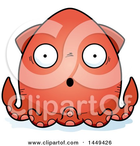 Clipart Graphic of a Cartoon Surprised Squid Character Mascot - Royalty Free Vector Illustration by Cory Thoman