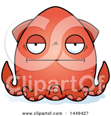Clipart Graphic of a Cartoon Bored Squid Character Mascot - Royalty Free Vector Illustration by Cory Thoman