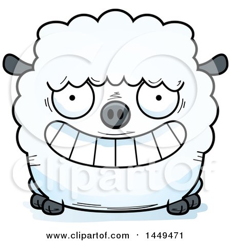 Clipart Graphic of a Cartoon Grinning Sheep Character Mascot - Royalty Free Vector Illustration by Cory Thoman