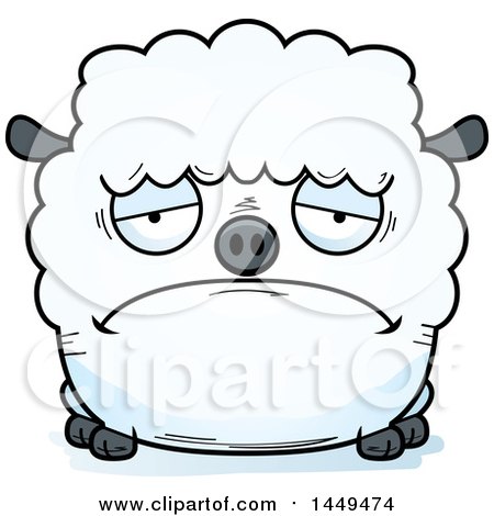 Clipart Graphic of a Cartoon Sad Sheep Character Mascot - Royalty Free Vector Illustration by Cory Thoman