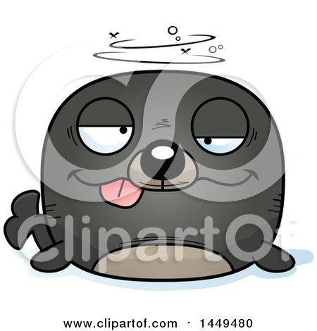 Clipart Graphic of a Cartoon Drunk Seal Character Mascot - Royalty Free Vector Illustration by Cory Thoman