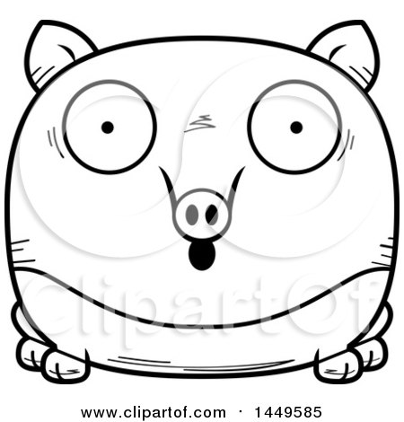 Clipart Graphic of a Cartoon Black and White Lineart Surprised Tapir Character Mascot - Royalty Free Vector Illustration by Cory Thoman