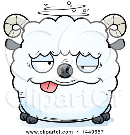 Clipart Graphic of a Cartoon Drunk Ram Sheep Character Mascot - Royalty Free Vector Illustration by Cory Thoman