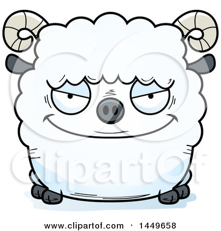 Clipart Graphic of a Cartoon Evil Ram Sheep Character Mascot - Royalty Free Vector Illustration by Cory Thoman