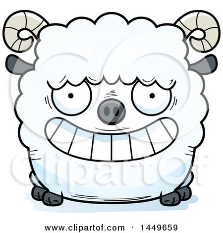 Clipart Graphic of a Cartoon Grinning Ram Sheep Character Mascot - Royalty Free Vector Illustration by Cory Thoman