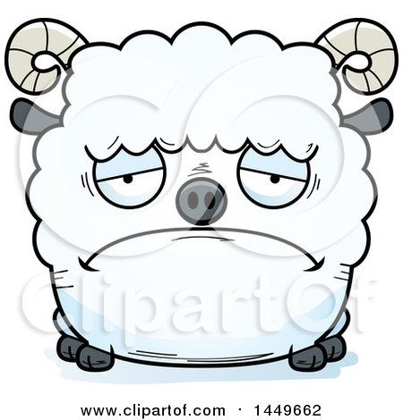 Clipart Graphic of a Cartoon Sad Ram Sheep Character Mascot - Royalty Free Vector Illustration by Cory Thoman