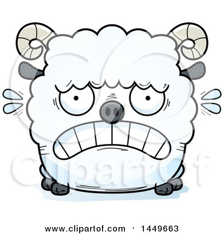 Clipart Graphic of a Cartoon Scared Ram Sheep Character Mascot - Royalty Free Vector Illustration by Cory Thoman