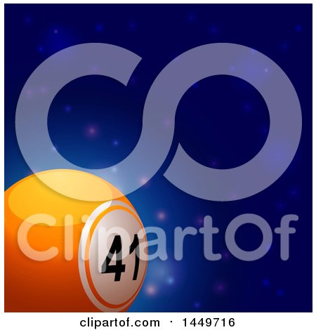 Clipart Graphic of a 3d Orange Number 41 Lottery or Bingo Ball over a Blue Outer Space Background - Royalty Free Vector Illustration by elaineitalia