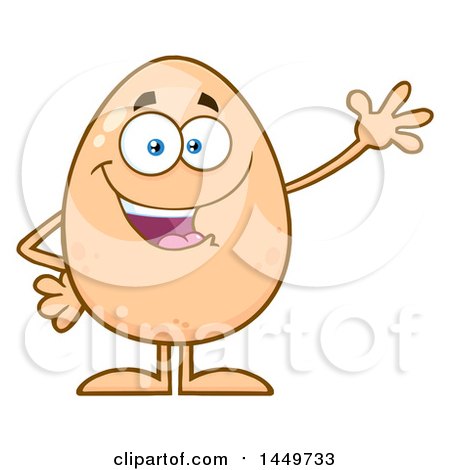 Clipart Graphic of a Cartoon Egg Mascot Character Waving - Royalty Free Vector Illustration by Hit Toon