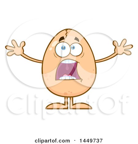 Clipart Graphic of a Cartoon Terrified Egg Mascot Character Screaming - Royalty Free Vector Illustration by Hit Toon