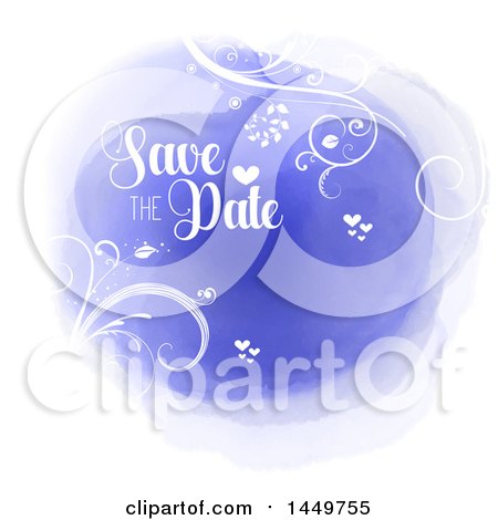Clipart Graphic of a Watercolor Floral Save the Date Design - Royalty Free Vector Illustration by KJ Pargeter