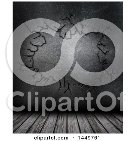 Clipart Graphic of a Cracked Metal Wall and Old Wood Floor - Royalty Free Illustration by KJ Pargeter