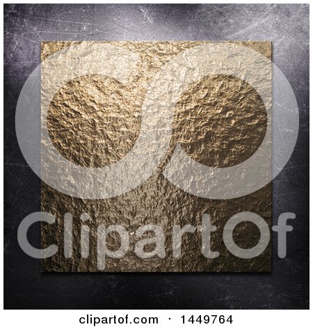 Clipart Graphic of a Textured Gold Plate over Scratched Metal - Royalty Free Illustration by KJ Pargeter