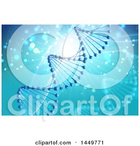 Clipart Graphic of a Background of 3d Dna Strands on Blue - Royalty Free Illustration by KJ Pargeter