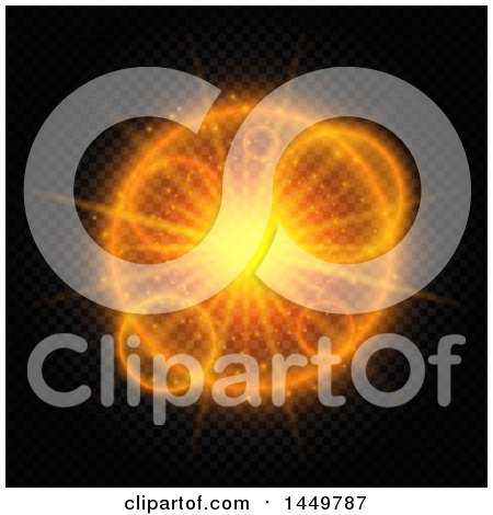 Clipart Graphic of a Bright Orange Burst on Black and Checkers - Royalty Free Vector Illustration by KJ Pargeter
