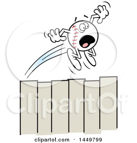 Clipart Graphic of a Cartoon Horrified Homer Baseball Mascot Flying over a Fence - Royalty Free Vector Illustration by Johnny Sajem