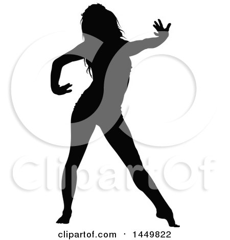 Clipart Graphic of a Black Silhouetted Woman Dancing - Royalty Free Vector Illustration by dero