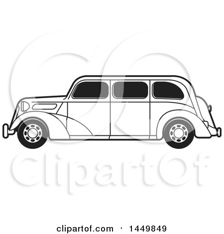Clipart Graphic of a Black and White Vintage Car - Royalty Free Vector Illustration by Lal Perera
