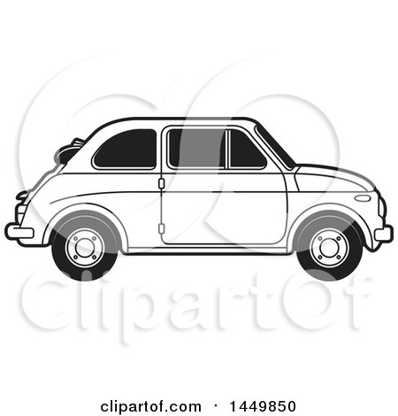 Clipart Graphic of a Black and White Vintage Car - Royalty Free Vector Illustration by Lal Perera