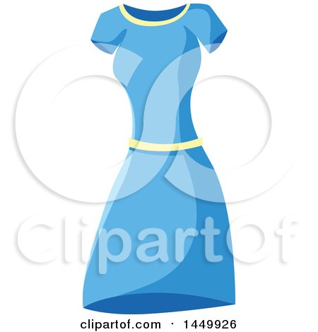 Clipart Graphic of a Sewn Blue Dress - Royalty Free Vector Illustration by Vector Tradition SM