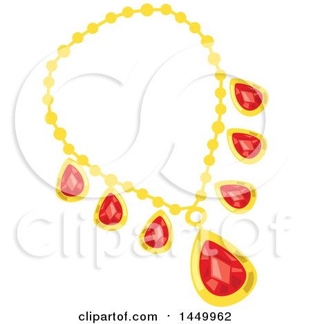 Clipart Graphic of a Red Ruby and Gold Necklace - Royalty Free Vector Illustration by Vector Tradition SM