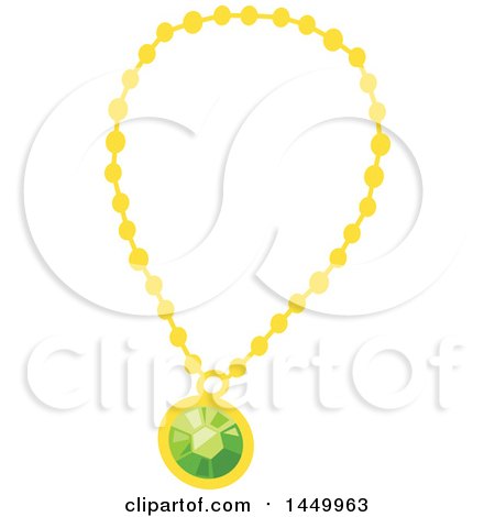 Clipart Graphic of a Green Emerald and Gold Necklace - Royalty Free Vector Illustration by Vector Tradition SM
