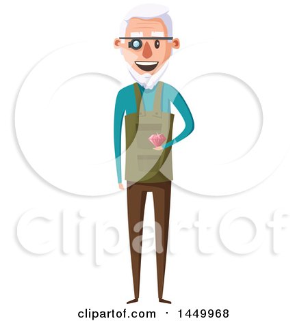 Clipart Graphic of a Happy White Male Jeweler Holding a Ruby - Royalty Free Vector Illustration by Vector Tradition SM