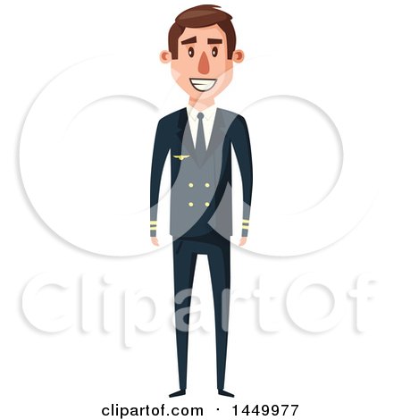 Clipart Graphic of a Happy White Male Pilot - Royalty Free Vector Illustration by Vector Tradition SM