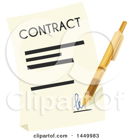 Clipart Graphic of a Pen Signing a Contract - Royalty Free Vector Illustration by Vector Tradition SM