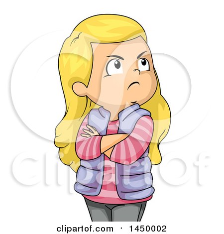 Clipart Graphic of a Jealous Blond White Girl with Folded Arms - Royalty Free Vector Illustration by BNP Design Studio