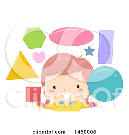 Clipart Graphic of a Happy White Girl Juggling Shapes - Royalty Free Vector Illustration by BNP Design Studio