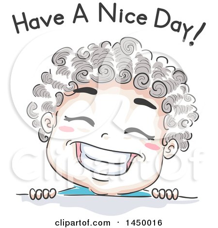 Clipart Graphic of a Retro Sketched Boy Grinning Under Have a Nice Day Text - Royalty Free Vector Illustration by BNP Design Studio