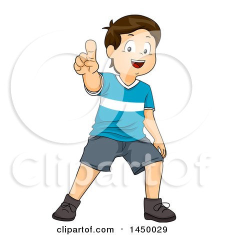 Clipart Graphic of a Happy Brunette White Boy Pointing - Royalty Free Vector Illustration by BNP Design Studio