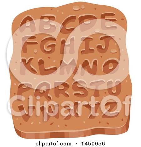 Clipart Graphic of an Ancient Stone Tablet Wiht Alphabet Letters - Royalty Free Vector Illustration by BNP Design Studio