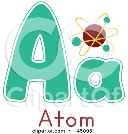 Clipart Graphic of an Atomic Model with Lower and Upper Case Letter a - Royalty Free Vector Illustration by BNP Design Studio