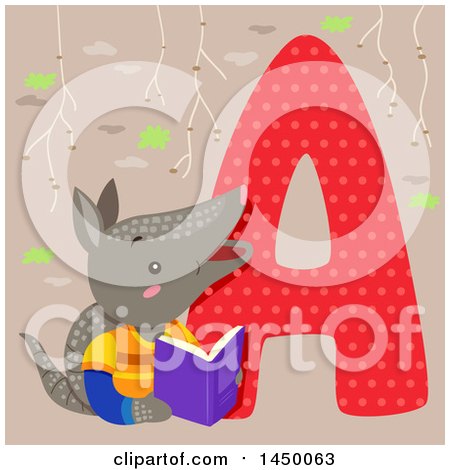 Clipart Graphic of a Cute Armadillo with the Letter a - Royalty Free Vector Illustration by BNP Design Studio