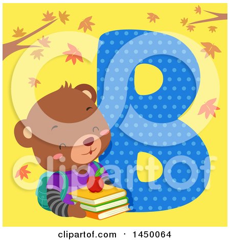 Clipart Graphic of a Cute Bear with the Letter B - Royalty Free Vector Illustration by BNP Design Studio
