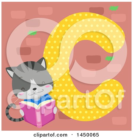 Clipart Graphic of a Cute Cat with the Letter C - Royalty Free Vector Illustration by BNP Design Studio
