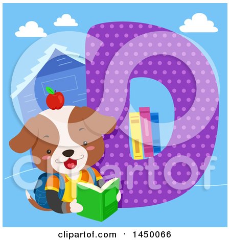 Clipart Graphic of a Cute Dog with the Letter D - Royalty Free Vector Illustration by BNP Design Studio