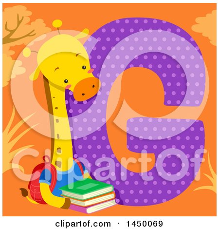 Clipart Graphic of a Cute Giraffe with the Letter G - Royalty Free Vector Illustration by BNP Design Studio