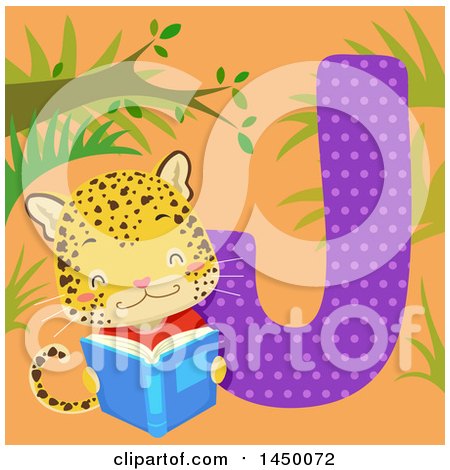 Clipart Graphic of a Cute Jaguar with the Letter J - Royalty Free Vector Illustration by BNP Design Studio