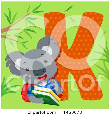 Clipart Graphic of a Cute Koala with the Letter K - Royalty Free Vector Illustration by BNP Design Studio