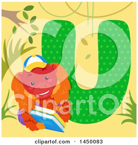 Clipart Graphic of a Cute Uakari with the Letter U - Royalty Free Vector Illustration by BNP Design Studio