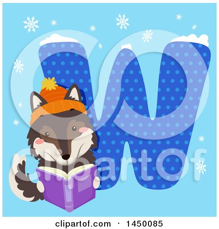 Clipart Graphic of a Cute Wolf with the Letter W - Royalty Free Vector Illustration by BNP Design Studio