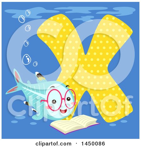 Clipart Graphic of a Cute Xray Fish with the Letter X - Royalty Free Vector Illustration by BNP Design Studio