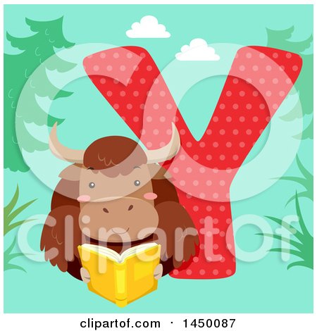 Clipart Graphic of a Cute Yak with the Letter Y - Royalty Free Vector Illustration by BNP Design Studio