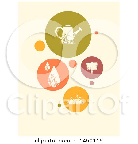 Clipart Graphic of a Watering Can, Droplets of Water, a Wooden Sign Board, and a Patch of Grass Design - Royalty Free Vector Illustration by BNP Design Studio